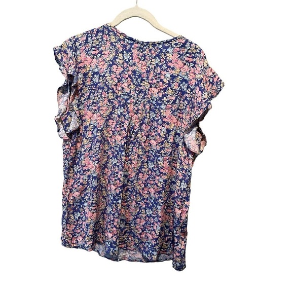 Rachel Roy Blouse Top Women's L Purple Floral Plunge V-Neck Sleeveless Pullover - Picture 3 of 5